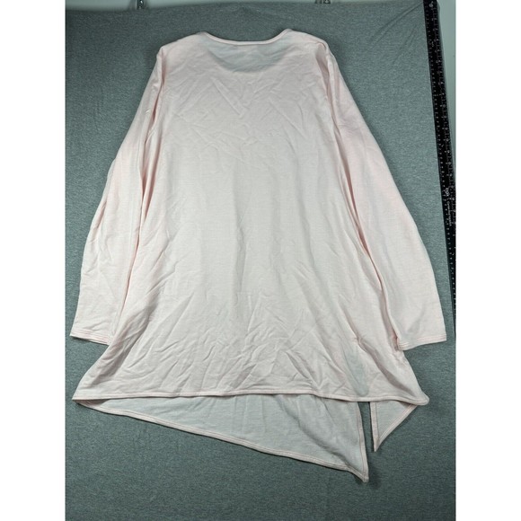 J Jill Pure Jill Luxe Tencel  Sz M  Asymmetrical Draped Hem Tunic Top Pink - Picture 5 of 7